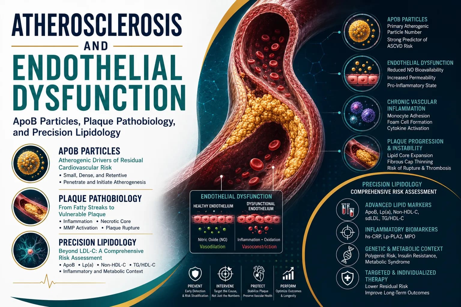 Atherosclerosis and Endothelial Dysfunction: ApoB Particles, Plaque Pathobiology, and Precision Lipidology